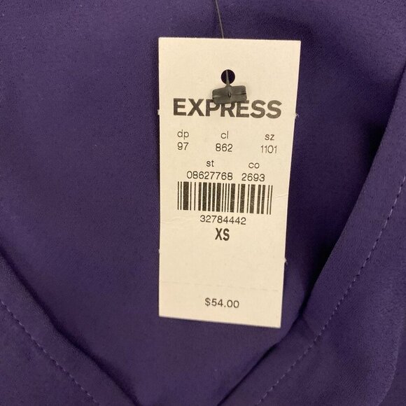 Express Women's Faux Wrap Puff Sleeve Peplum Top V-Neck Olympian Size XS NWT $54 - Picture 14 of 16